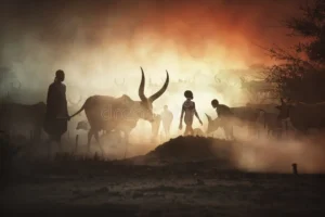 Dinka People of South Sudan – History, Culture & Spiritual Heritage 1 Dinka cattle camp at dawn